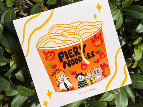 Demon Slayer Fiery Noodles Print Demon Slayer Fiery Noodles Print